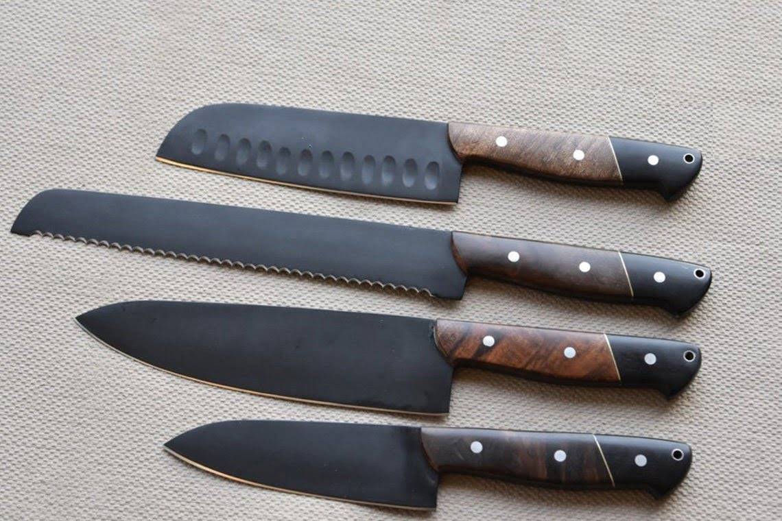 Stainless steel handmade Chef knife Set Kitchen knife set Black coated