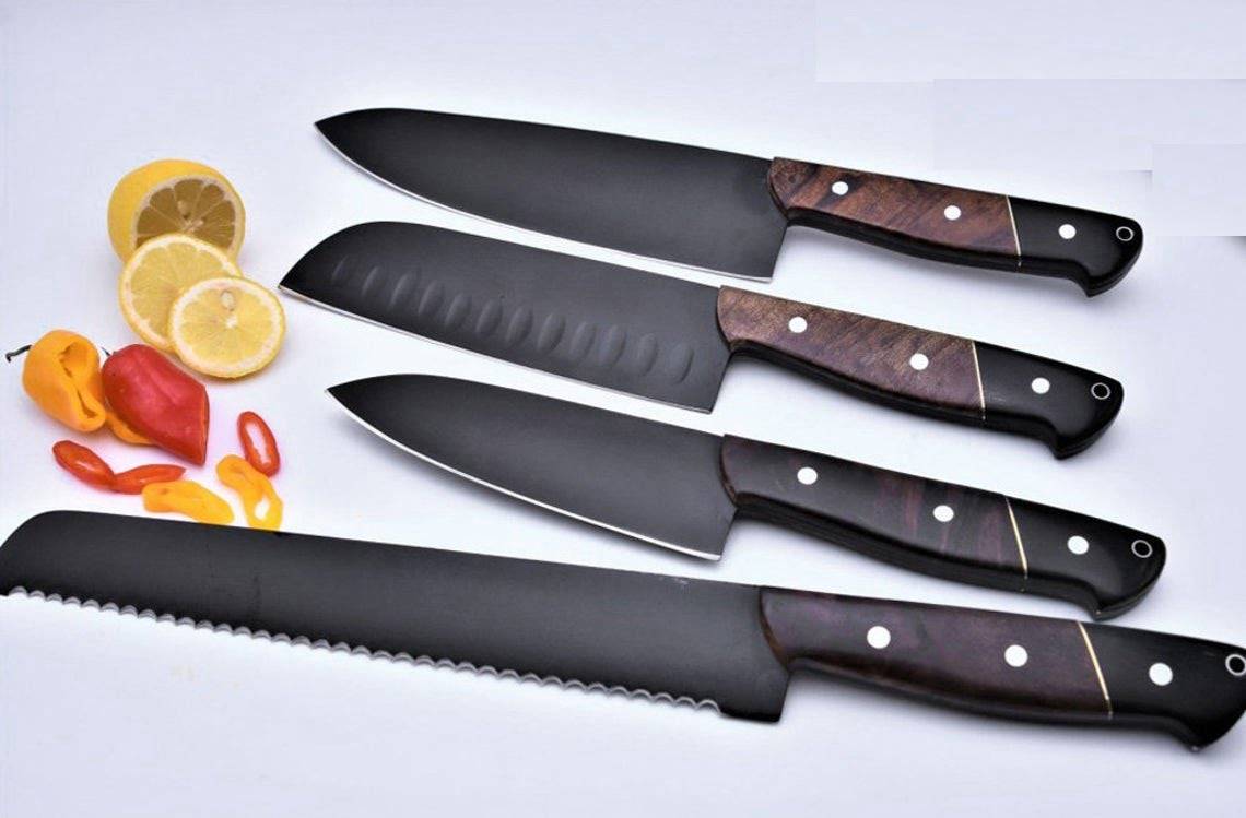 Stainless steel handmade Chef knife Set Kitchen knife set Black coated