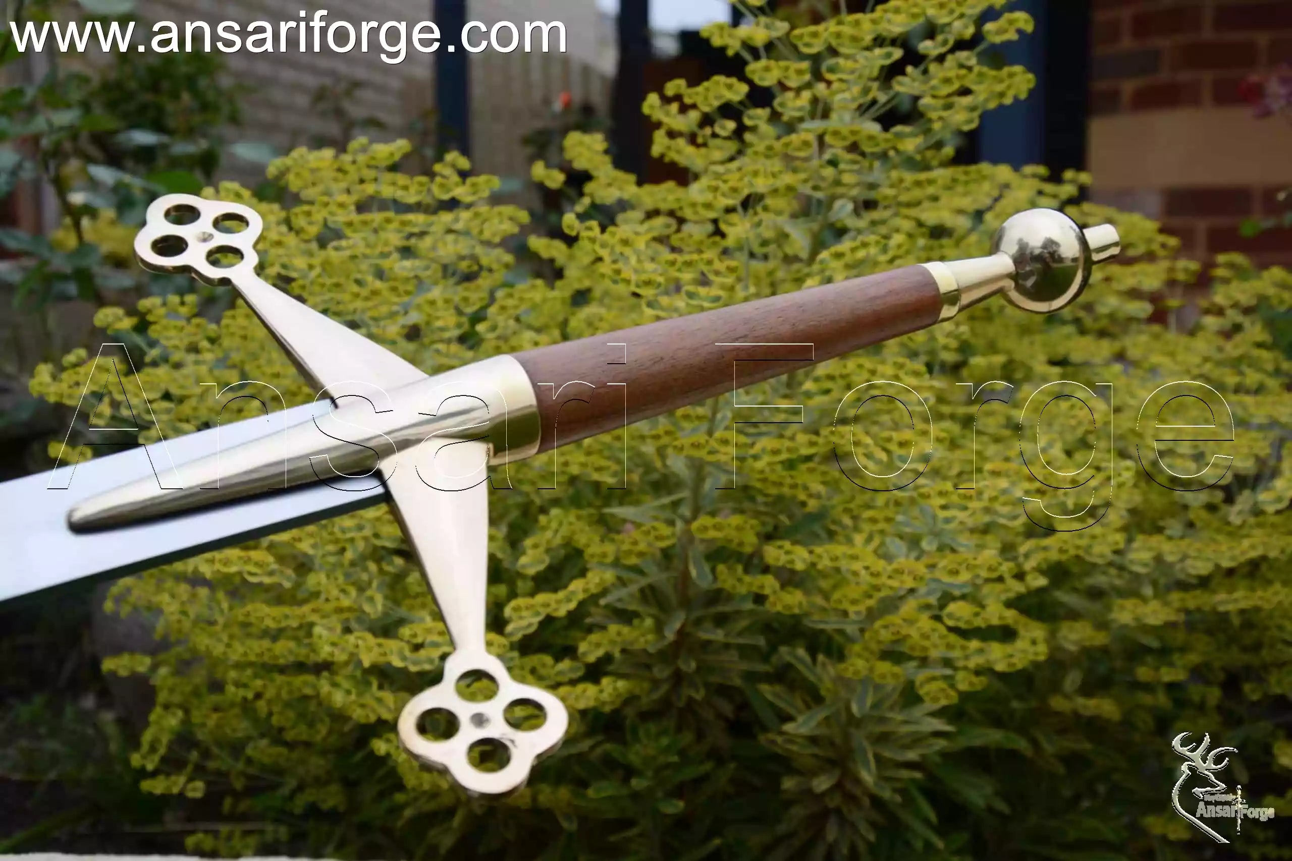 brass hilt and pommel of Scottish claymore sword.
