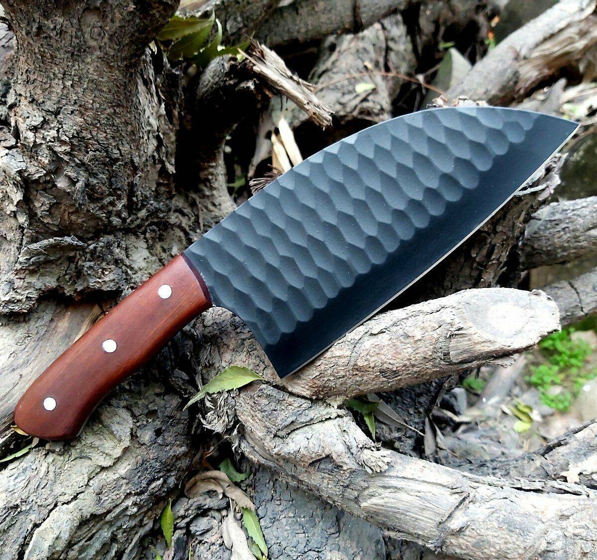 Hand Forged Hunting Camping Survival Cleaver Chopper Powder Coated Serbian cleaver chef knife