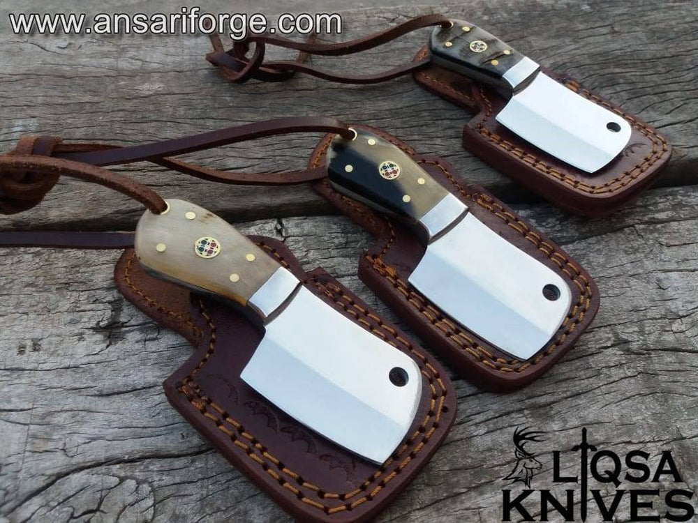 Compact EDC knife with cowhide leather sheath for safe carrying