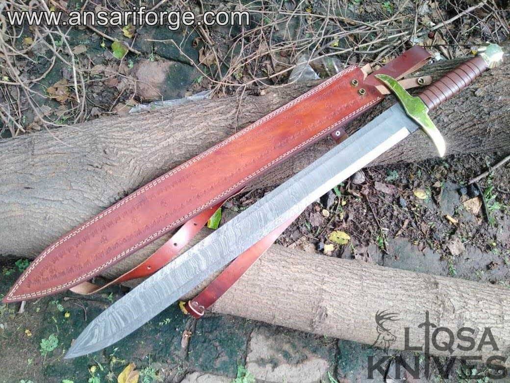 Custom handmade Damascus steel Viking sword