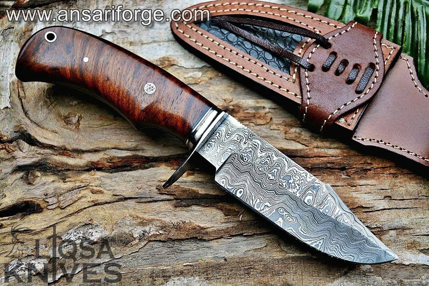 Custom made Damascus hunting knife