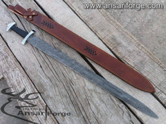 Damascus Viking sword with twist pattern blade