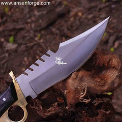 Walking Dead Knife: Handcrafted D2 Steel Bowie with Finger Hole & Leather Sheath