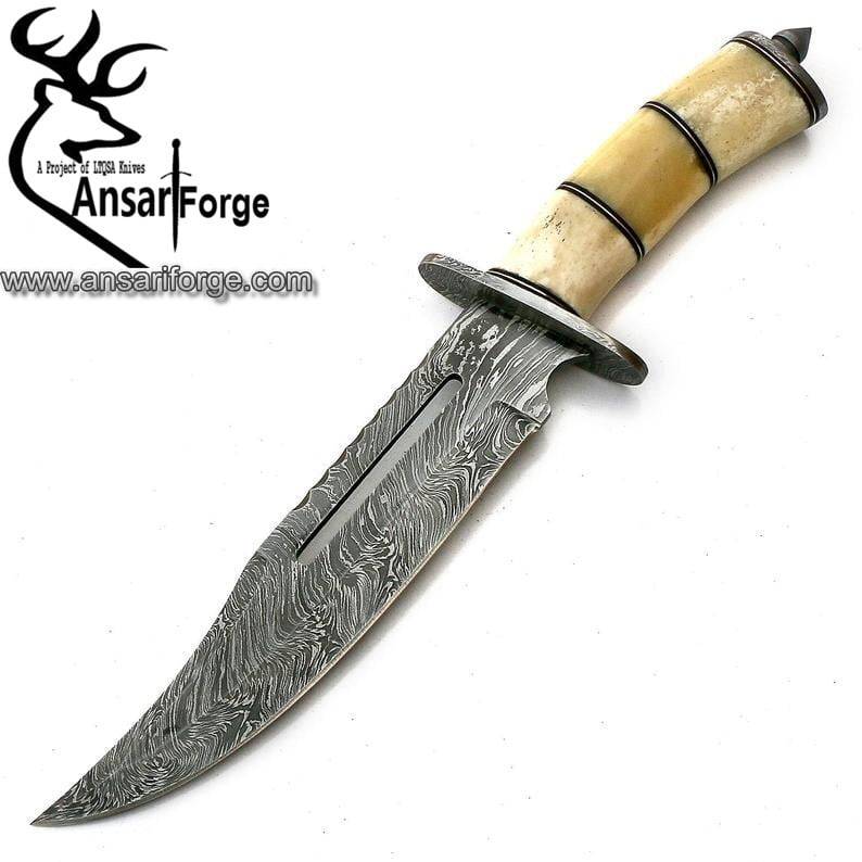 Damascus steel handmade hunting knife Bowie