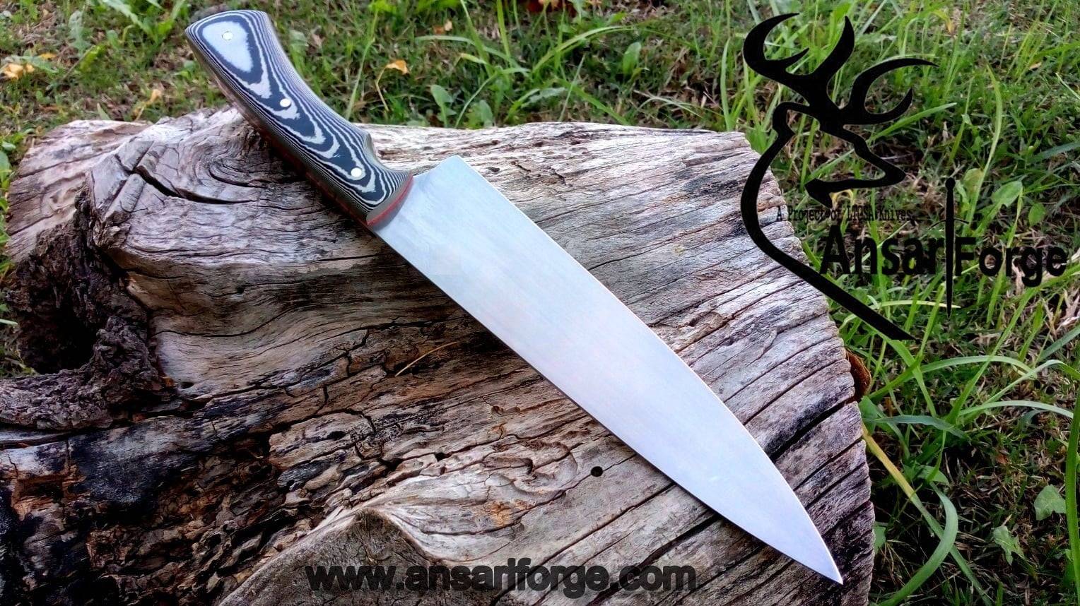 Handmade Stainless steel Kitchen knife Chef knife with leather sheath