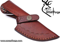 Damascus steel handmade Skinner Knife finger hole grip