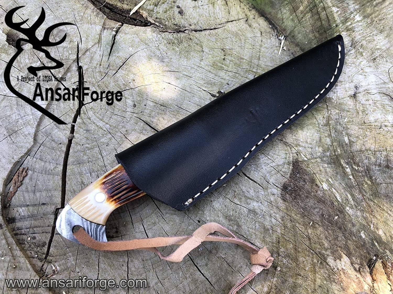 Damascus steel handmade full tang hunting knife bone handle