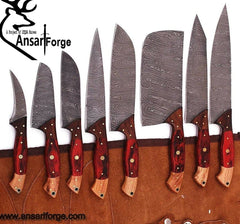 Damascus steel 8 pcs kitchen knife set chef knife set