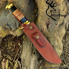 Brown genuine cowhide leather sheath for the Crocodile Dundee Bowie Knife.