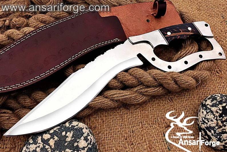 Custom made D2 steel D guard Bowie knife