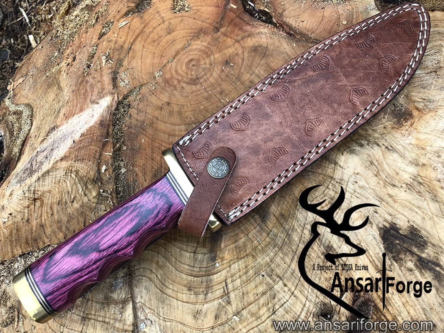 Damascus steel Forged Bowie Hunting knife