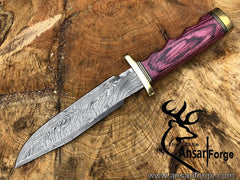 Damascus steel Forged Bowie Hunting knife