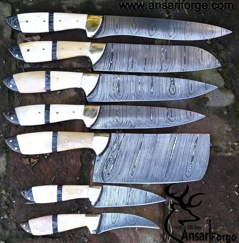 Damascus steel chef knife set / kitchen knife set