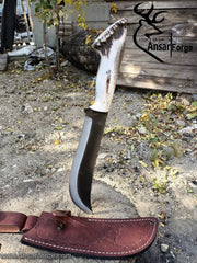 High carbon steel 1095 handmade hunting knife with stag crown handle