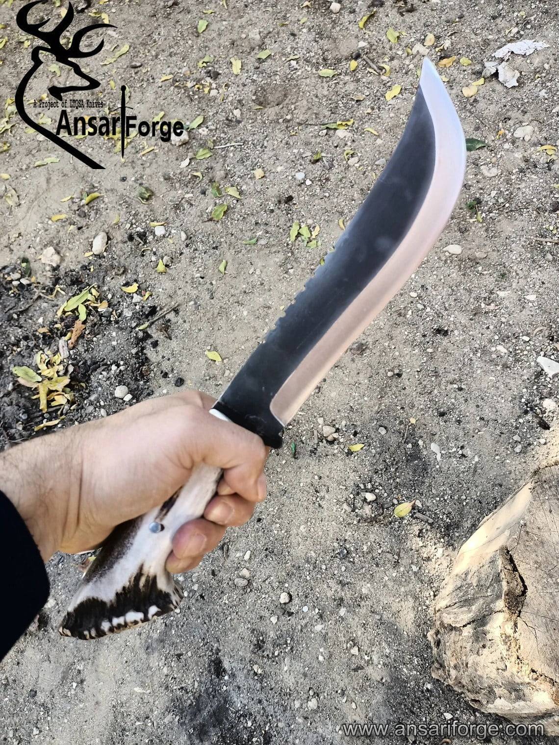 High carbon steel 1095 handmade hunting knife with stag crown handle