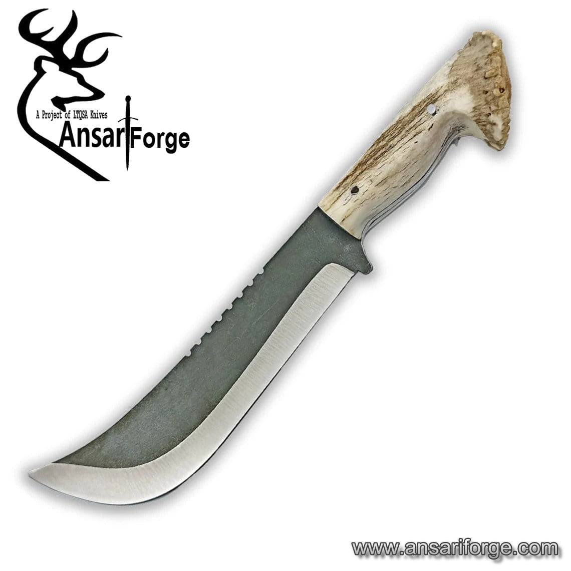 High carbon steel 1095 handmade hunting knife with stag crown handle