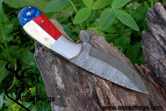 Damascus steel hunting knife Texas flag handle