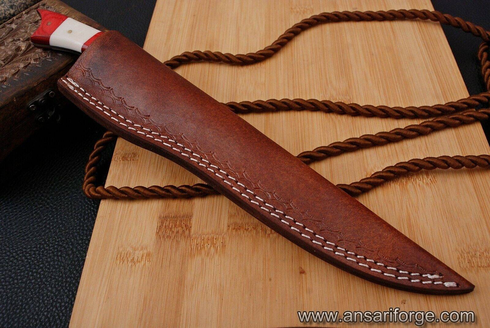 Damascus steel handmade fillet knife with Texas flag handle and free leather sheath