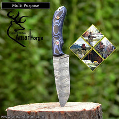 Damascus steel Handmade hunting knife G10 handle