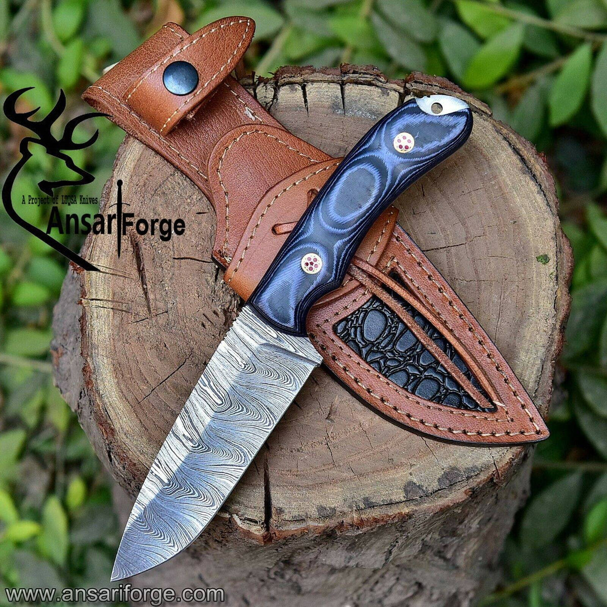 Damascus steel Handmade hunting knife G10 handle