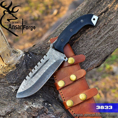 Handmade Hunting Bushcraft Tracker Knife Forged Damascus Steel Survival EDC 10"
