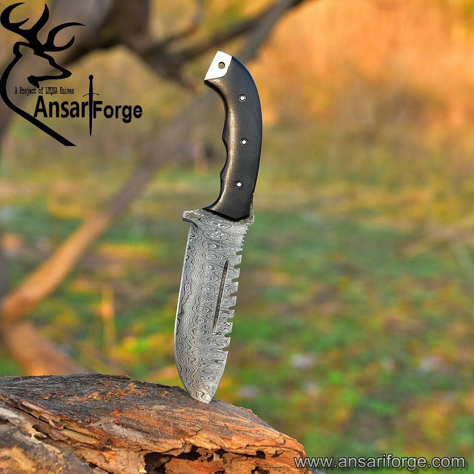 Handmade Hunting Bushcraft Tracker Knife Forged Damascus Steel Survival EDC 10"