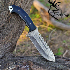 Handmade Hunting Bushcraft Tracker Knife Forged Damascus Steel Survival EDC 10"