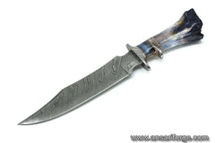 Damascus steel handmade hunting Bowie