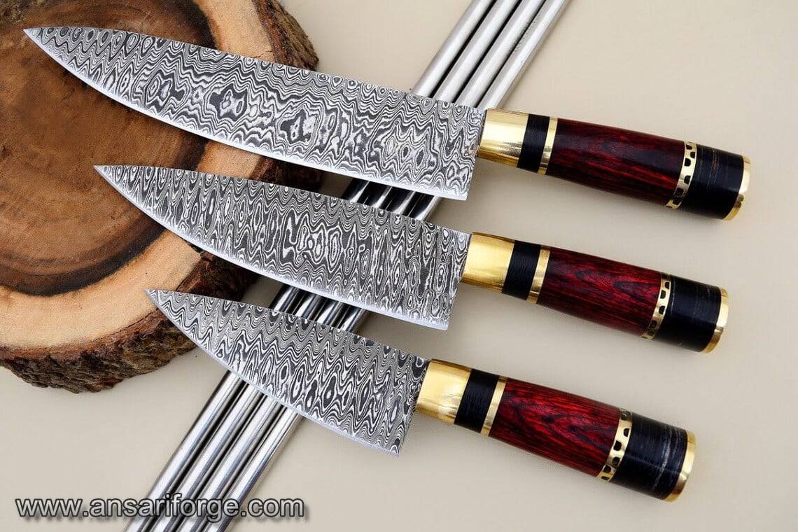 3 PCS Fancy kitchen knives set with leather bag