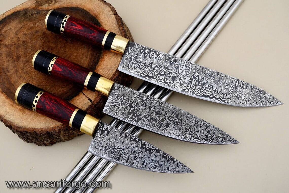 3 PCS Fancy kitchen knives set with leather bag