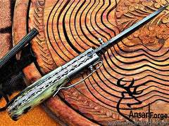 Damascus steel handmade folding pocket knife