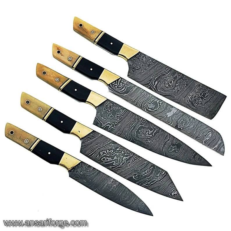 Damascus steel handmade kitchen knifes set chef knifes set
