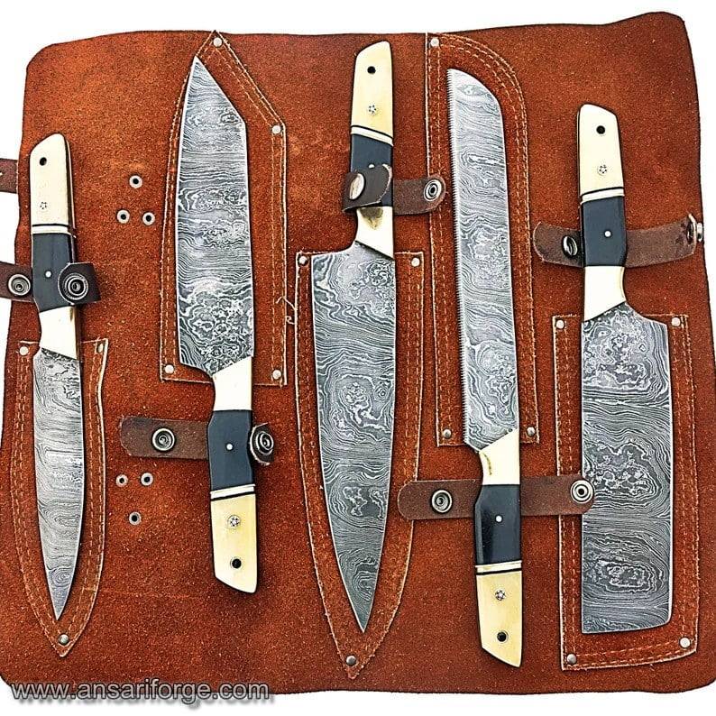 Damascus steel handmade kitchen knifes set chef knifes set
