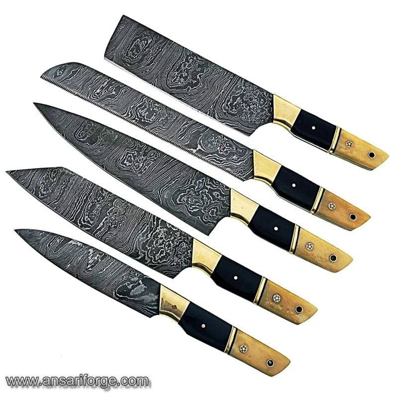 Damascus steel handmade kitchen knifes set chef knifes set