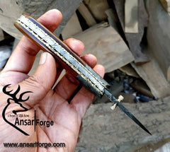 Damascus steel handmade pocket knife / folding knife EDC
