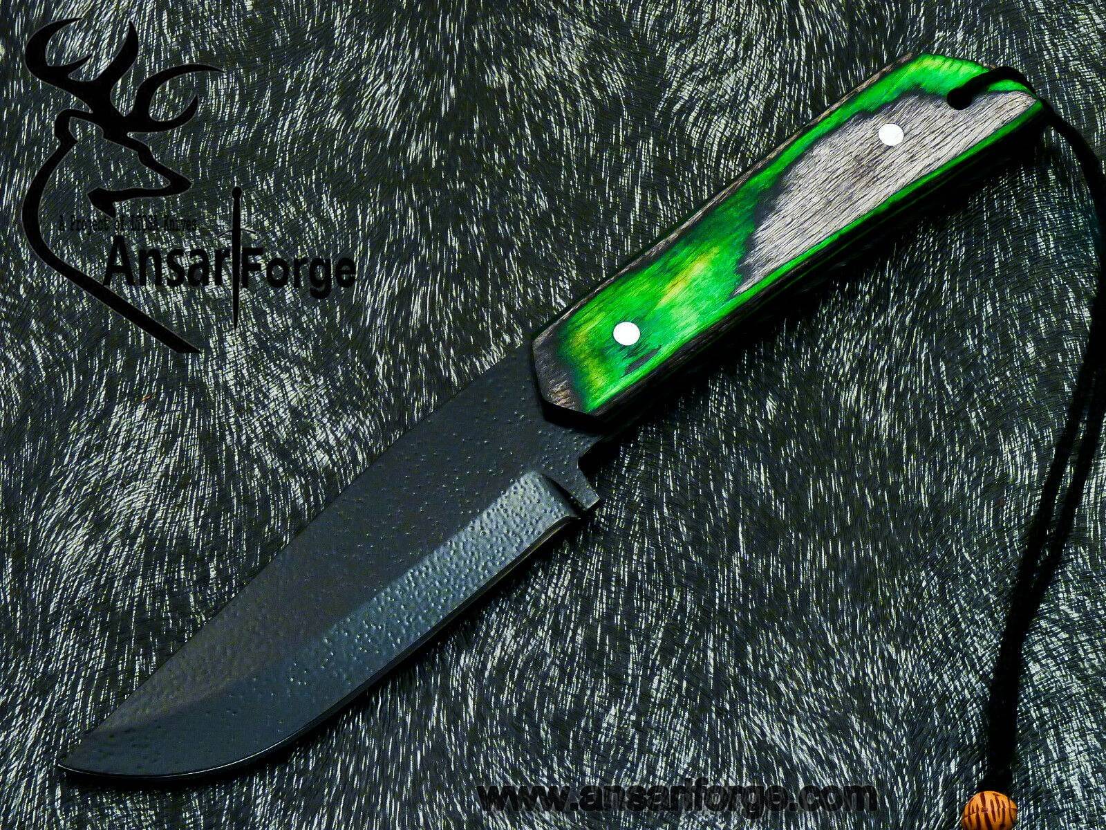 Carbon steel beautiful powder coated hunting knife with sheath