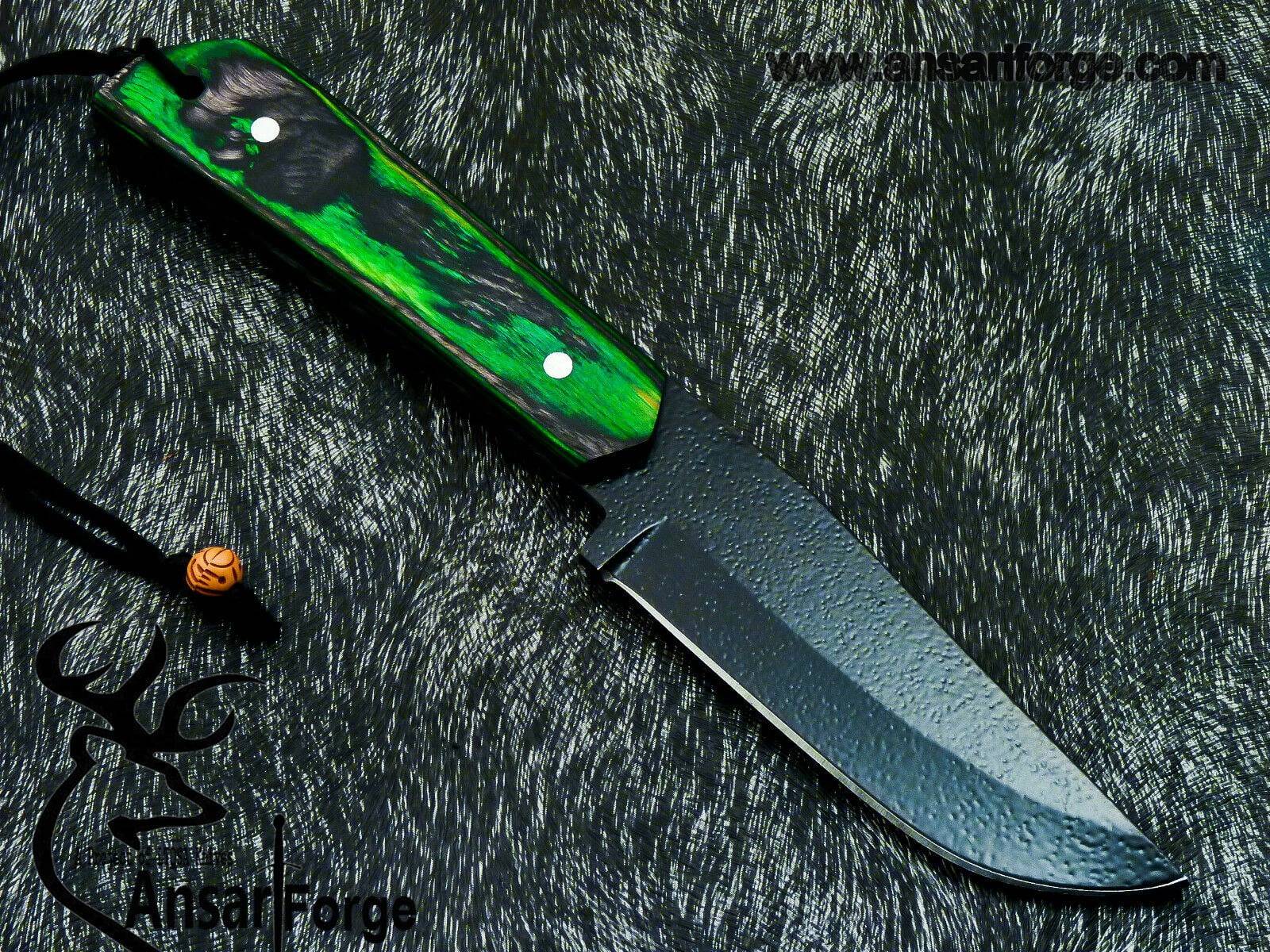 Carbon steel beautiful powder coated hunting knife with sheath