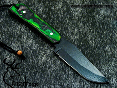 Carbon steel beautiful powder coated hunting knife with sheath