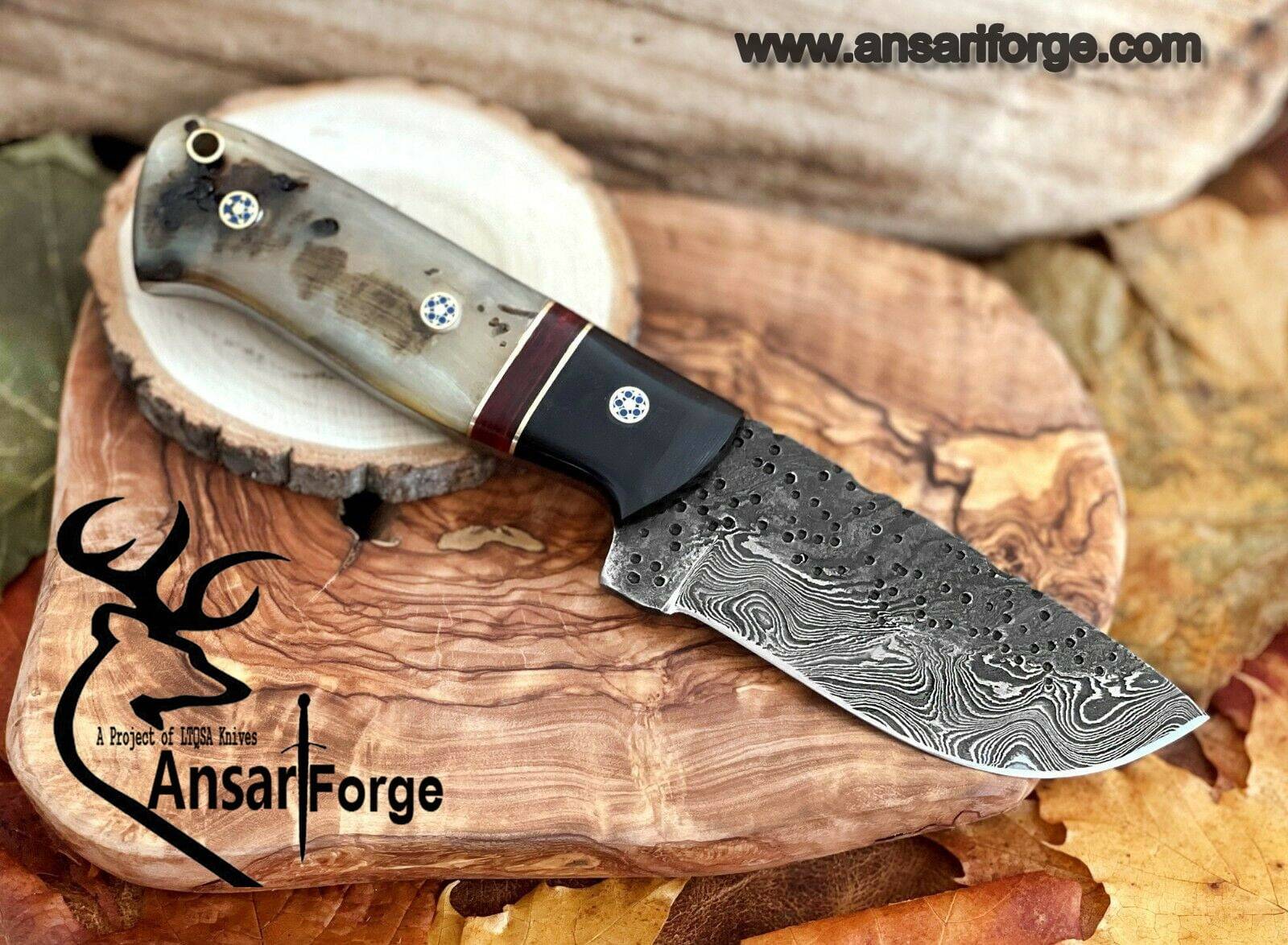 Custom HAND FORGED DAMASCUS STEEL SKINNER HUNTING KNIFE