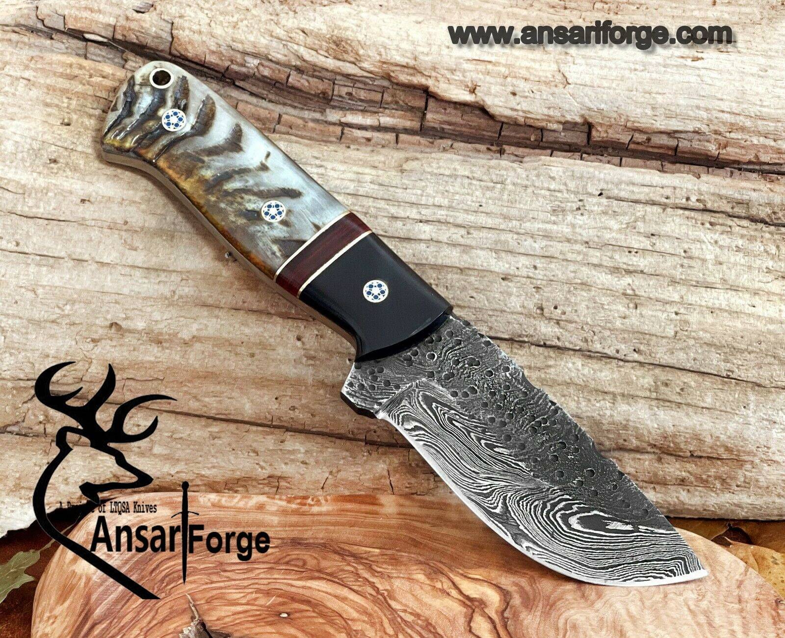 Custom HAND FORGED DAMASCUS STEEL SKINNER HUNTING KNIFE