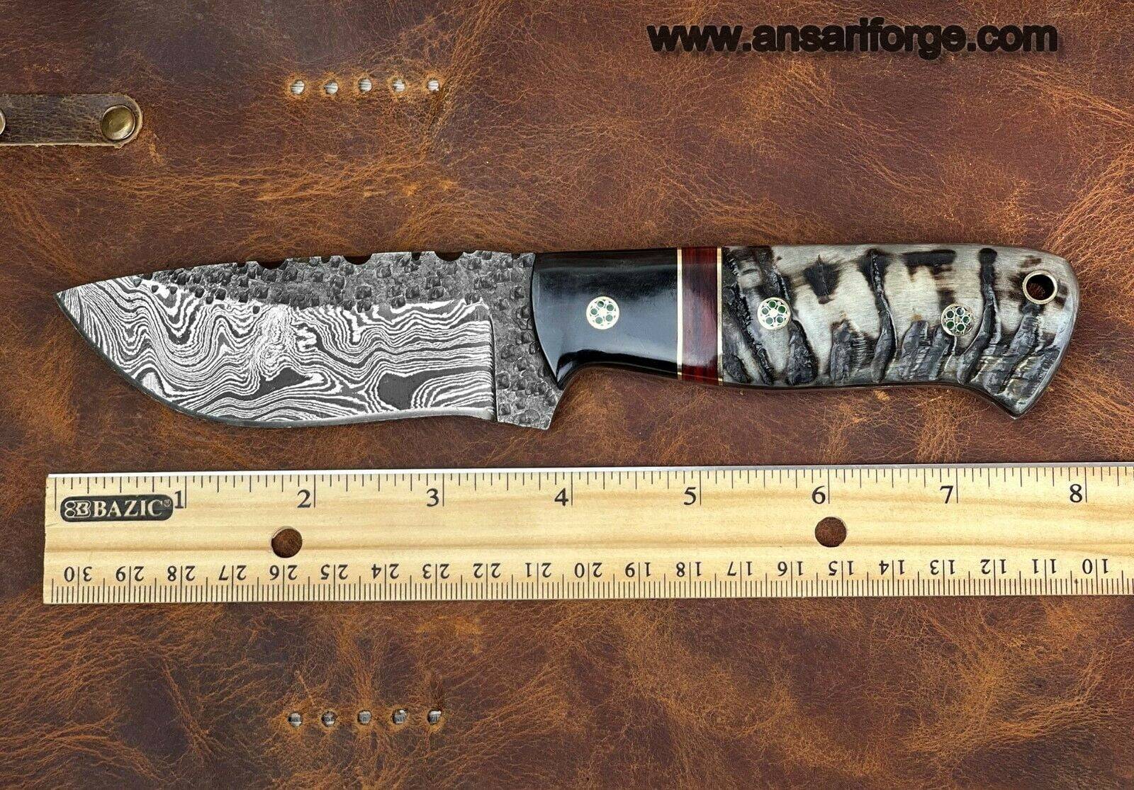 Custom HAND FORGED DAMASCUS STEEL SKINNER HUNTING KNIFE