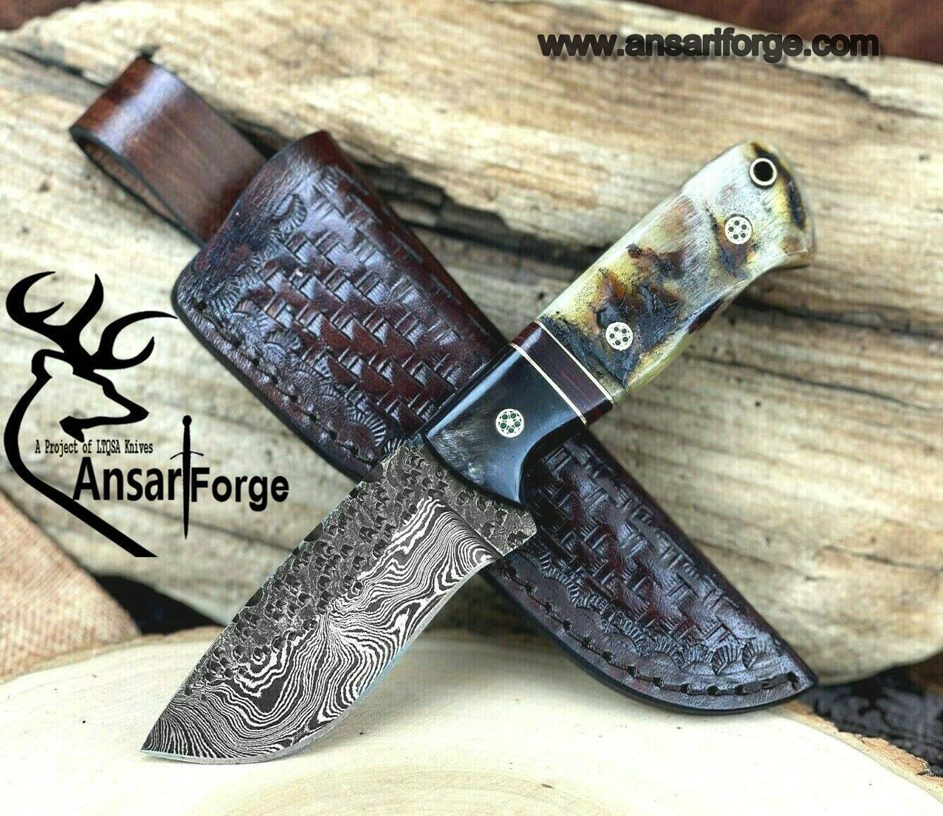 Custom HAND FORGED DAMASCUS STEEL SKINNER HUNTING KNIFE