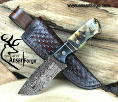 Custom HAND FORGED DAMASCUS STEEL SKINNER HUNTING KNIFE