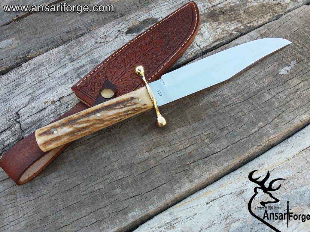 Handmade Full Tang Bowie Knife with Genuine Leather Sheath.