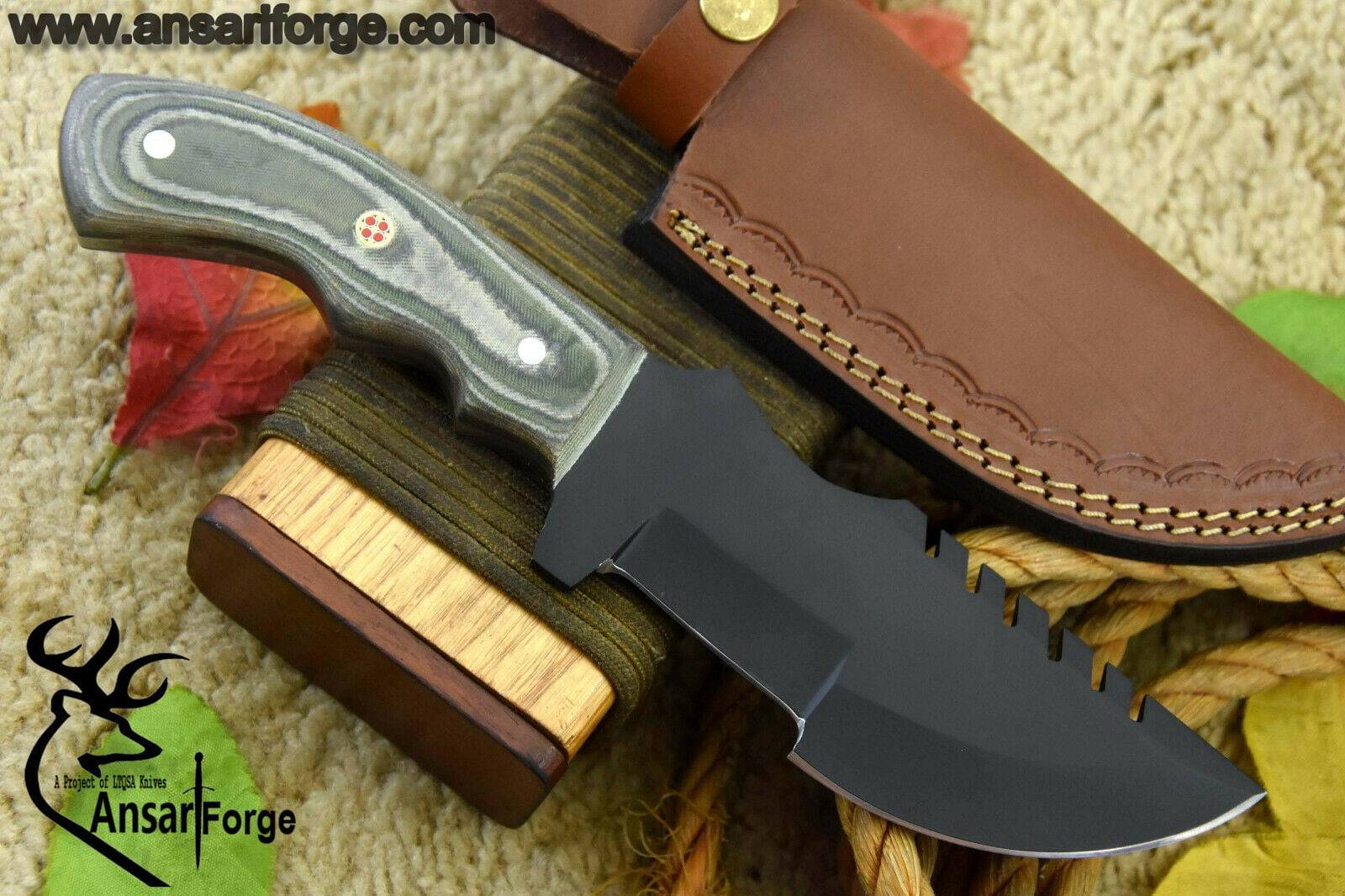 Carbon Steel Tracker Hunting Knife Handmade Leather sheath
