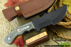 1095 Carbon Steel Tracker Hunting Knife Handmade Leather sheath