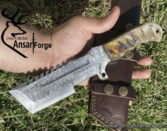 Damascus steel handmade Tracker knife Survival camping knife