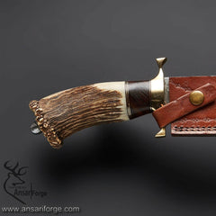 Damascus steel Stag handle Bowie hunting knife